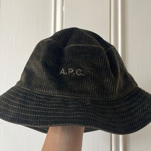APC deep olive green corduroy bucket hat